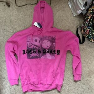Pink Nightmare Before Christmas Jack and Sally Hoodie